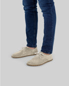Side view Cream Suede Oxford Shoes - Calf Leather Zero Drop | Bespoky