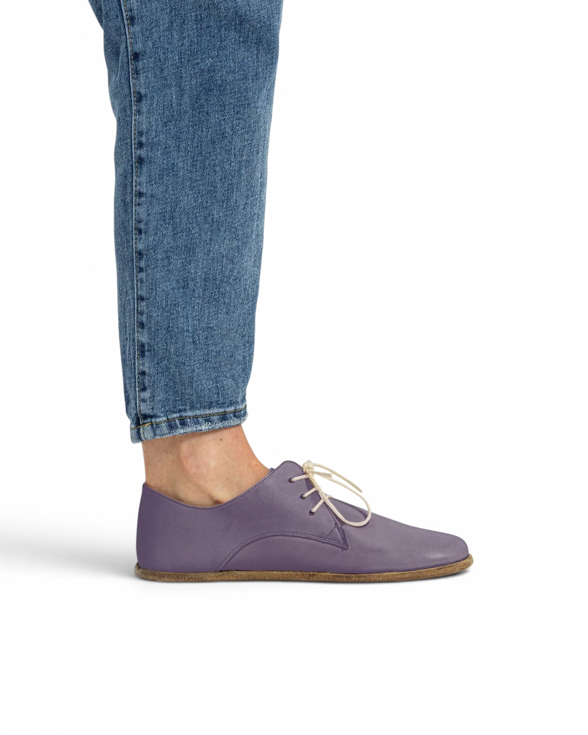 Pair Purple Oxford Shoes - Barefoot Wide Toe Calf Leather | Bespoky